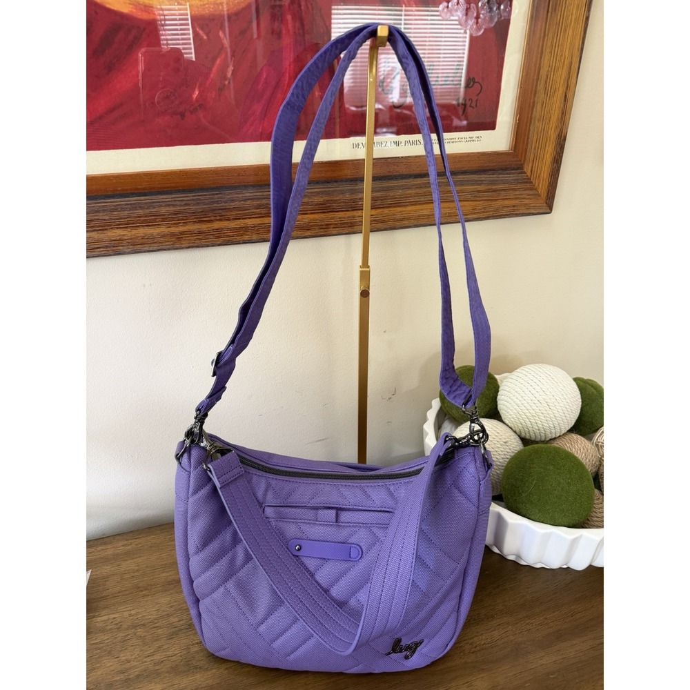 Lug Harmony Purple Shoulder Crossbody Bag Quilted Convertible Organizer Purse - Picture 10 of 11